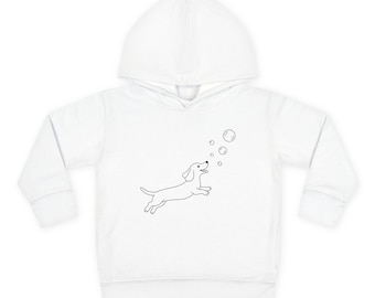 Bluza z kapturem dla maluchów Dachshund Chasing Bubbles | Bluza z kapturem