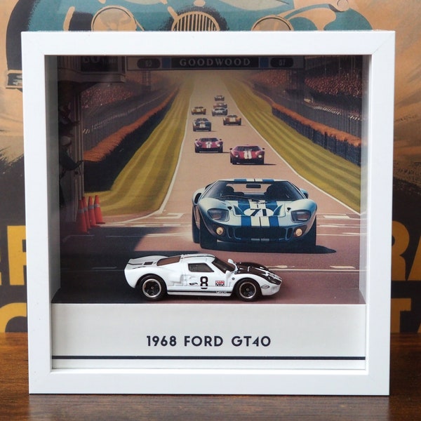 Matchbox & Hot Wheels Diecast Scale Display scene, Ford GT40 racing car model