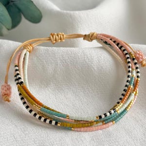 DINA Colorful Multi Layer Bracelet, Delicate Bracelet Set, Boho Jewelry, Gift for Her, Multi Strand Festival Bracelet, Everyday Bracelet