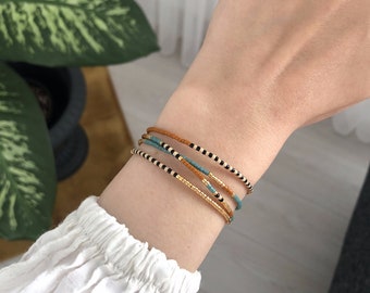 Pulsera de la amistad fina y colorida para dama de honor, pulsera delicada multicolor con cuentas pequeñas, pulsera minimalista con cuentas pequeñas, pulseras bohemias