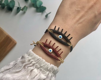 3D Evil Eye Bracelet, Beaded Evil Eye Protection Bracelet Women,Small Beaded Bracelet Blue, Turkish Nazar Bracelet, Eye Amulet Wristband