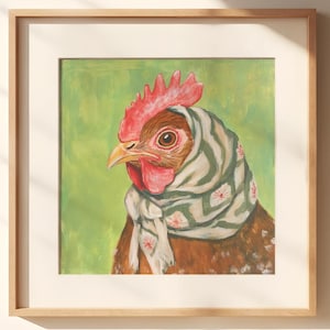 Chickens print, chickens wall art, cottage-core decor, cottage core print, farmhouse print, chickens grandma gift, chickens print gift