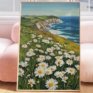 Cliffs of Moher Painting, Thistle Watercolor Print, Emerald Isle Wall Art, Irish Coastal Landscape, Ireland Wall Decor, Seascape Artwork