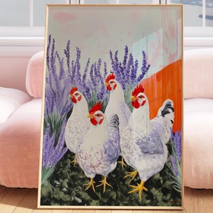 Orpington Chickens print, chickens wall art, cottage-core decor, cottage core print, farmhouse print, chickens grandma gift, chickens gift