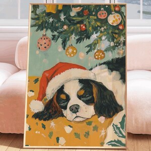 Cavalier King Charles Spaniel Christmas, king charles spaniel print, king charles spaniel decor, king charles spaniel digital, christmas dog