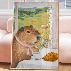 Capibaracafé, capibarakunst, capibaracadeau, caféschilderij, café-capibaraafdrukken, poster capibara, capibaraschilderij, capibaraafdruk