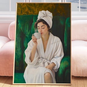 エメラルドグリーンの抽象的な人物、現代アート、ミニマリストプリント、リビングルームの壁アート、ストライプの女性のプリント、デジタルダウンロード