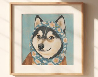 Siberian Husky Babushka, cani husky siberiani, regalo husky siberiano, amanti husky siberiani, mamma husky siberiano, amore husky siberiano, arte husky