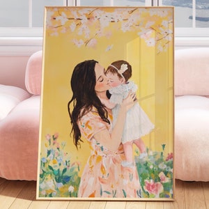 Motherhood Print Cottagecore Painting Mothers Day Print Cottagecore Motherhood Wall Art, cottagecore mother and daughter artwork