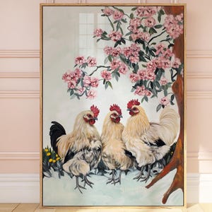 Chickens wall art, cottage-core decor, cottage core print, farmhouse print, chickens grandma gift, chickens gift, countryside print