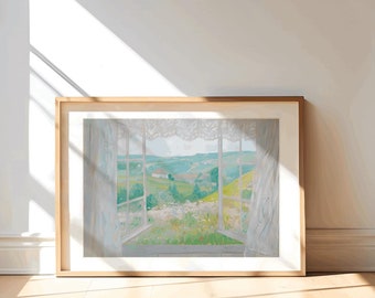 Impression country été, décoration de chambre à coucher cottagecore, peinture de paysage floral rustique, art mural vintage imprimable. fleurs de printemps art mural