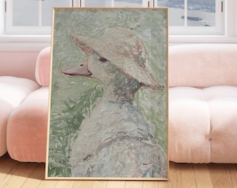 Lady Ducks Painting, printable mother goose garden nursery wall art mother duck vintage nature print digital print rustic farmhouse decor