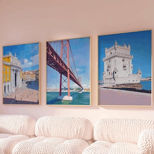 Set van 3: Lissabon, Portugal Art Print, Travel Print, Portugal Travel Poster, Travel Gift, Poster, Europe Print, Housewarming Gift, Home