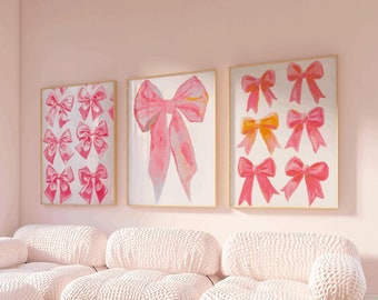 3er Set Schleife, Kunstdruck, rosa Unikat, rosa Unikat, rosa Unikat, rosa Unikat, rosa Unikat, Freundin, Frau, Frau