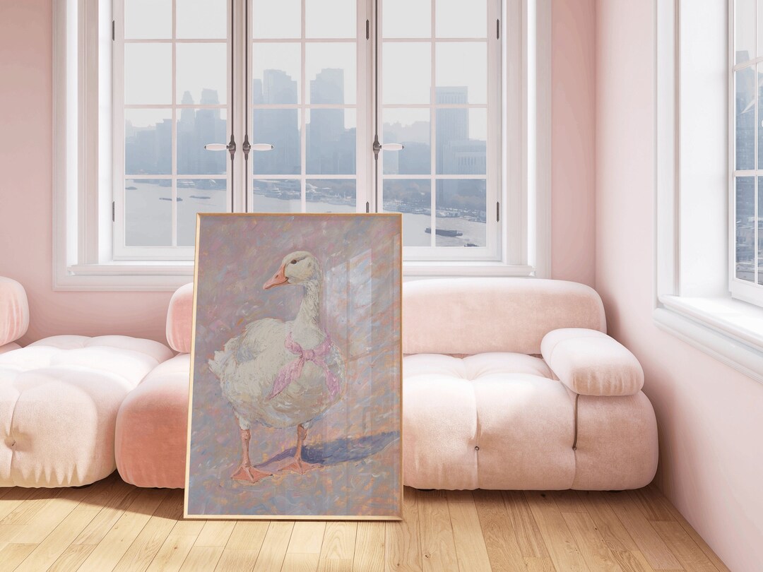 Goose Girl Print, Cute Goose Poster Pink Girl Nursery Decor Farm Animal ...