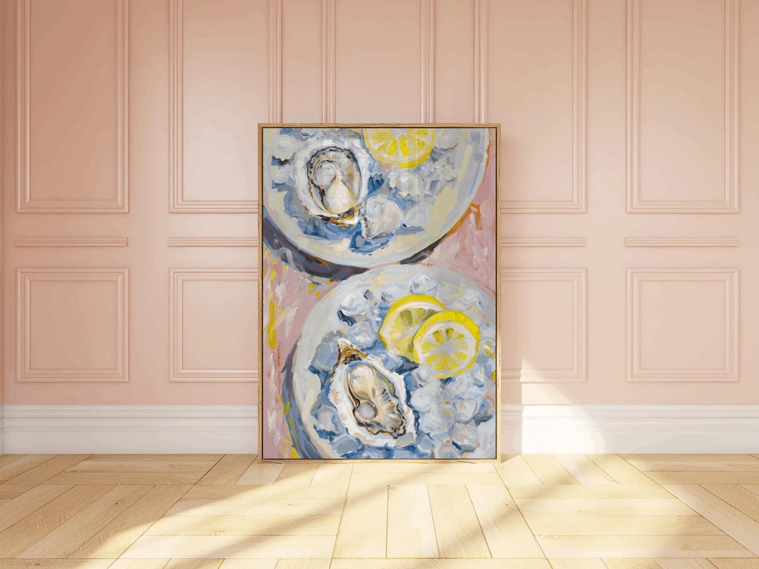 Dining Table Oyster Shell Painting, Abstract Coastal Beach House Wall ...