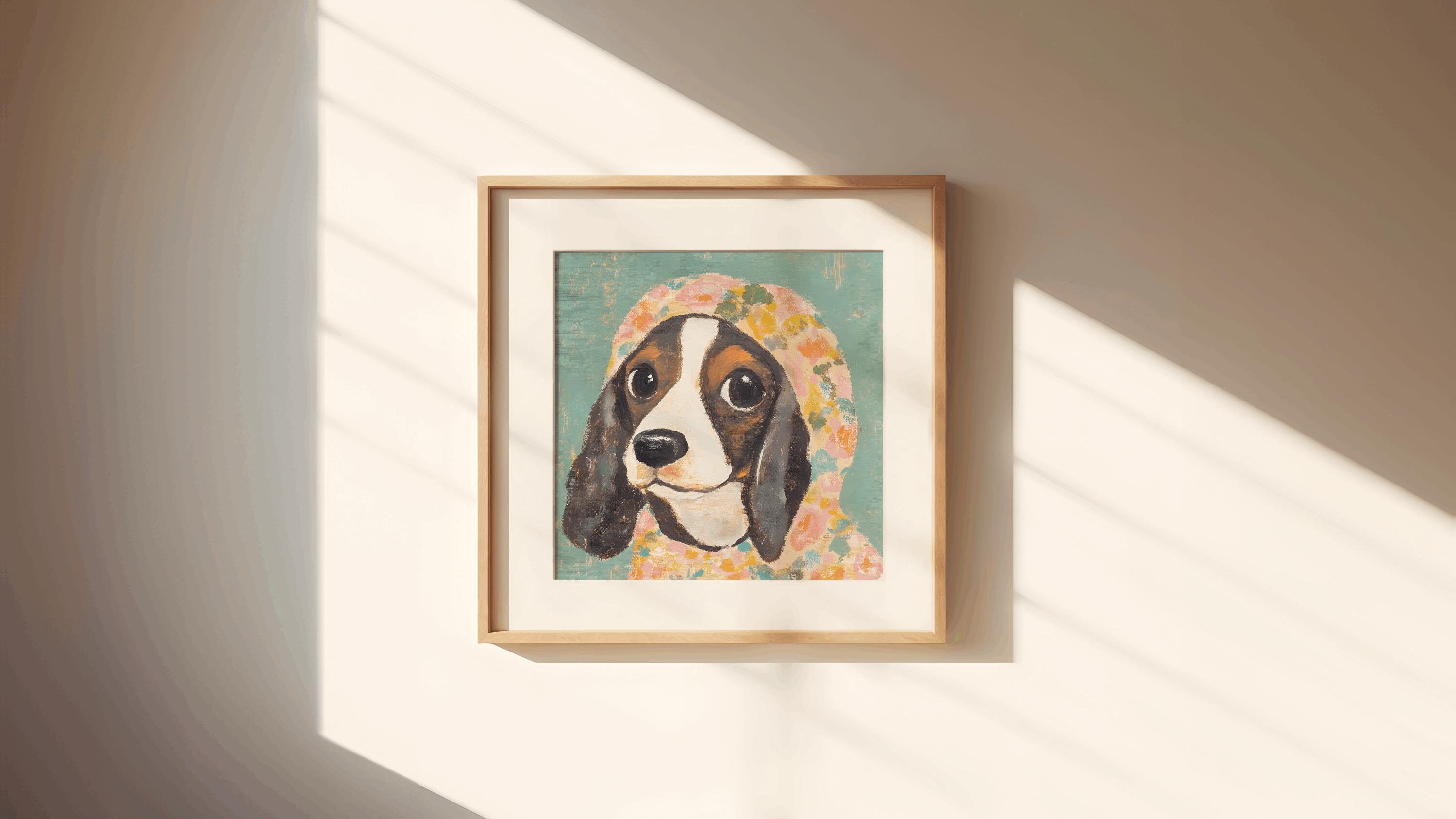 Schwarzweißer Cocker Spaniel Babuschka, Cocker Spaniel Dekoration, Cocker Spaniel Kunstdruck, Spaniel-Liebhaber Geschenk, Cocker Spaniel Gedenkstätte