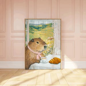 Capybara Cafe, Capybara Art, Capybara Gift, Cafe Painting, Cafe ...