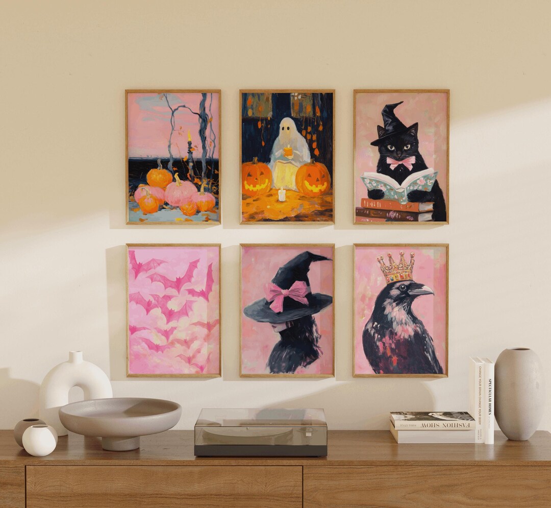 Set of 6: Halloween Gallery Wall Prints, Halloween Printable Art Wall ...