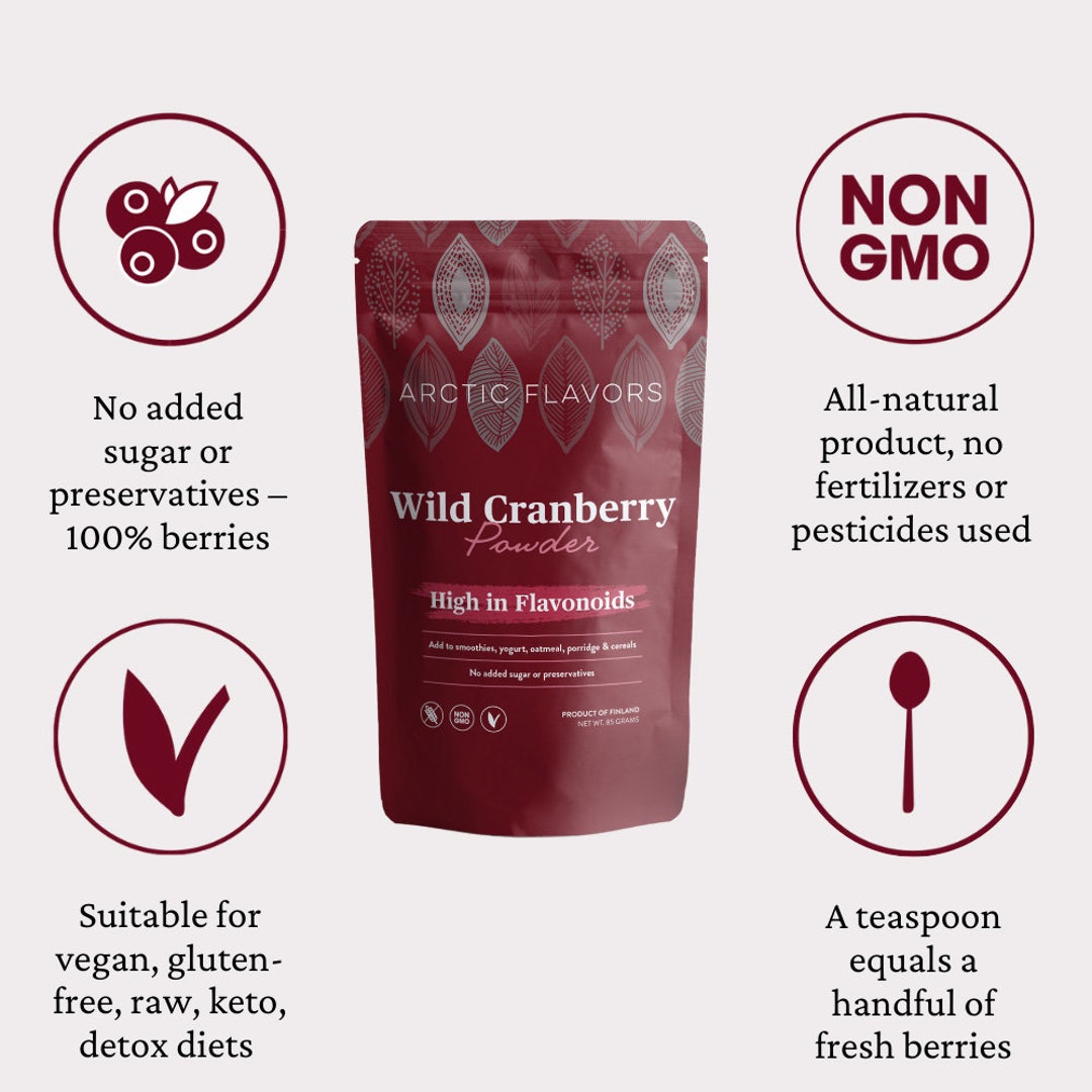Cranberry Powder 3.0oz 85g, High in Flavonoids & Vitamin C, Sustainably