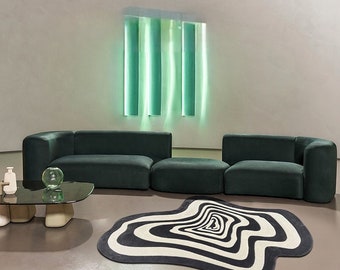 Alfombra irregular personalizada en forma de línea alfombra de felpa esponjosa - alfombra cálida, alfombras frescas, decoración del hogar, alfombra hecha a mano, alfombra de dormitorio, alfombra única, alfombra vintage