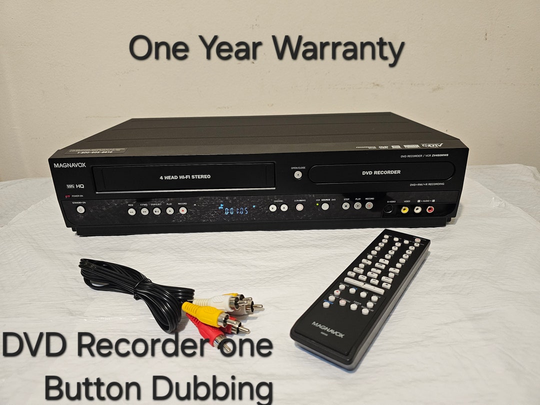 Magnavox ZV450MW8A VCR DVD Recorder Combo Original Remote Av Cables