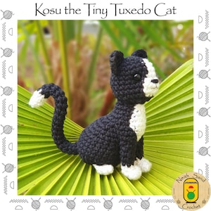 Kosu the Tiny Tuxedo Cat PDF pattern EN-FR