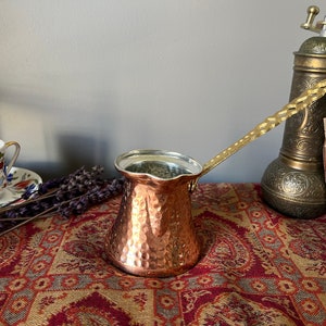 Cafetière turque en cuivre faite main | Cafetière orientale en cuivre | Cezve turc traditionnel, Ibrik, Briki | Cafetière ottomane vintage