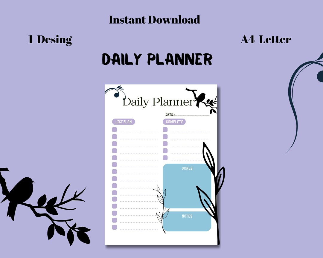 Daily Planner Digital Download Printable Planner Undated - Etsy