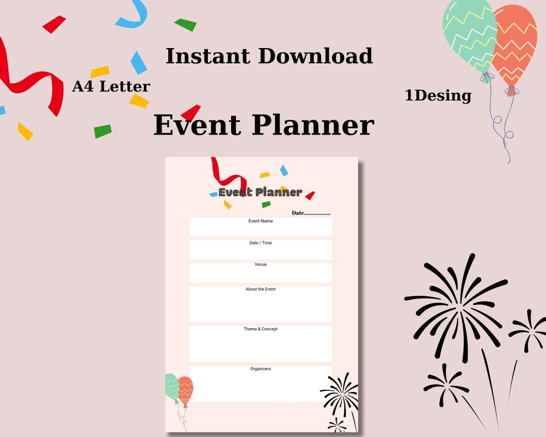 Event Planner Digital Download Printable Undated Planner Pdf - Etsy