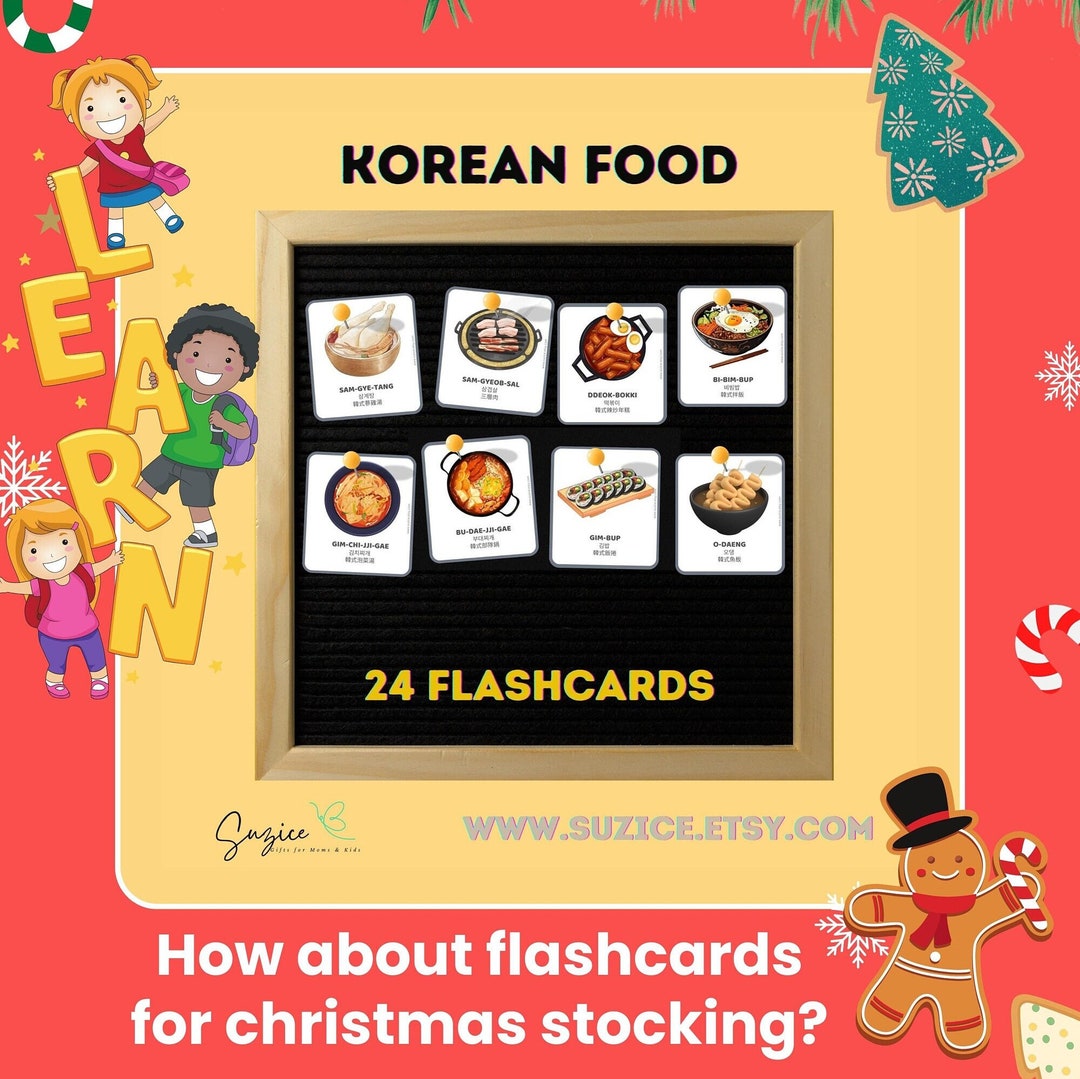 Korean Food Flashcards to Educate Kids Toddlers Fun Learning Etsy