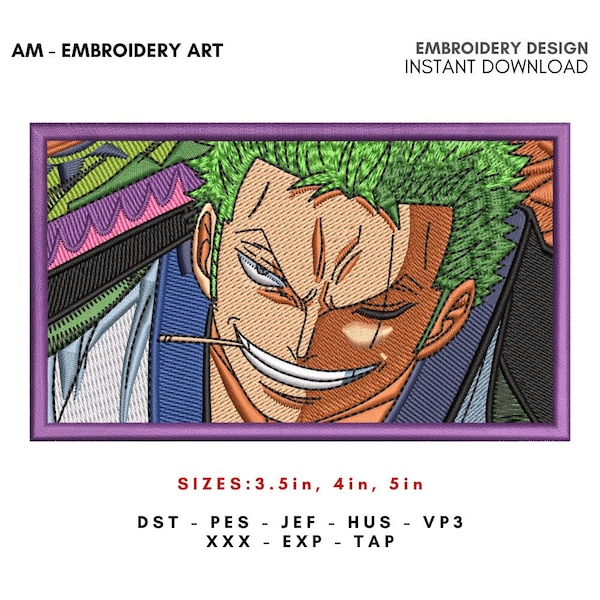 Digital file Embroidery Design - OneP Green swordsman - For DST, PES, JEF, etc... Digital design for embroidery