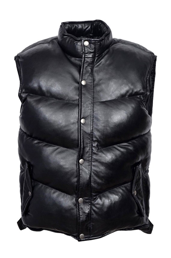Men Real Leather Genuine Quilted Puffer Zipped Vest Jacket Black Casual Gift for Him Men s Fashion Leather Vest Personalised Gift. Etsy UK