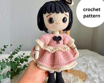 Gothic Girl Amigurumi Crochet English Pattern , Halloween Doll