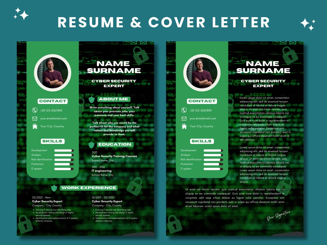 Cyber Security Creative Resume Canva Template, Professional Cv, Unique ...