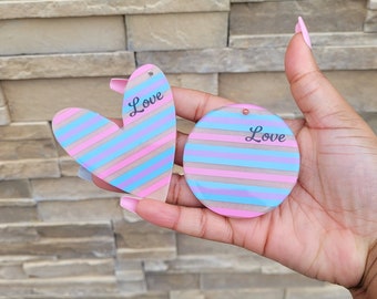 Love Pastel Stripe Resin Keychain