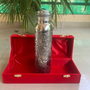 Duitse zilveren waterfles met rood fluwelen doos, lekvrij, cadeau voor haar-hem, verjaardagscadeau, jubileumcadeau, gratis expreslevering