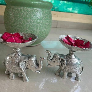 Duitse zilveren olifantenschotel, set van 2 stuks voor middentafel, woonkamer, diwalicadeau, droogfruitschaal, gratis expreslevering