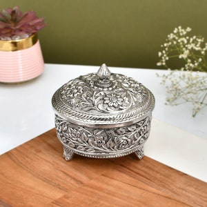 Duitse zilveren sieradendoos - serveerdoos droog fruit, opberger armband, opberger voor sieraden, leuke diwali-cadeaus, gratis expreslevering