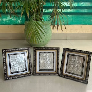 Veel 200 999 puur zilveren houten lijst, fotolijst ram darbar en ganesha, religieus cadeau, zilveren Indiase god lijsten gratis expreslevering