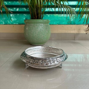 German Silver Round Urli, Hand Engraved Bowl, Urli For Floating Candle-Flowers, Elegant Home Decor, Table Centerpiece, Free Express Delivery