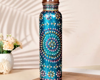 Hand-Painted Copper Water Bottle: Ayurvedic Health, Leak-Proof