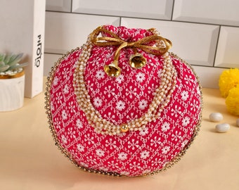 200 Indian Embroidered Silk Potli Bags: Wedding Favor Drawstring Pouches
