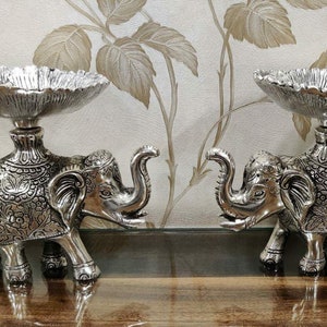 Duitse zilveren olifantenschotel, set van 2 stuks voor middentafel, woonkamer, diwalicadeau, droogfruitschaal, gratis expreslevering
