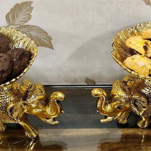 Duitse zilveren olifantenschotel, set van 2 stuks voor middentafel, woonkamer, diwalicadeau, droogfruitschaal, gratis expreslevering