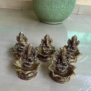 Lot Of 50 Metal Ganesha Deepam, Small Ganesha Oil lamp For Diwali Gifting, Diwali Pooja, Home Decor, Table Decor, Free Express Delivery