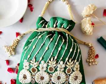Zardosi Potli Bag: Handcrafted Wedding Wrist Bag
