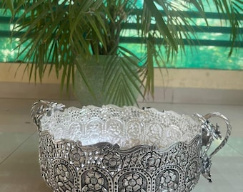 German Silver Urli Bowl: Floral Centerpiece, Decorative Bowl