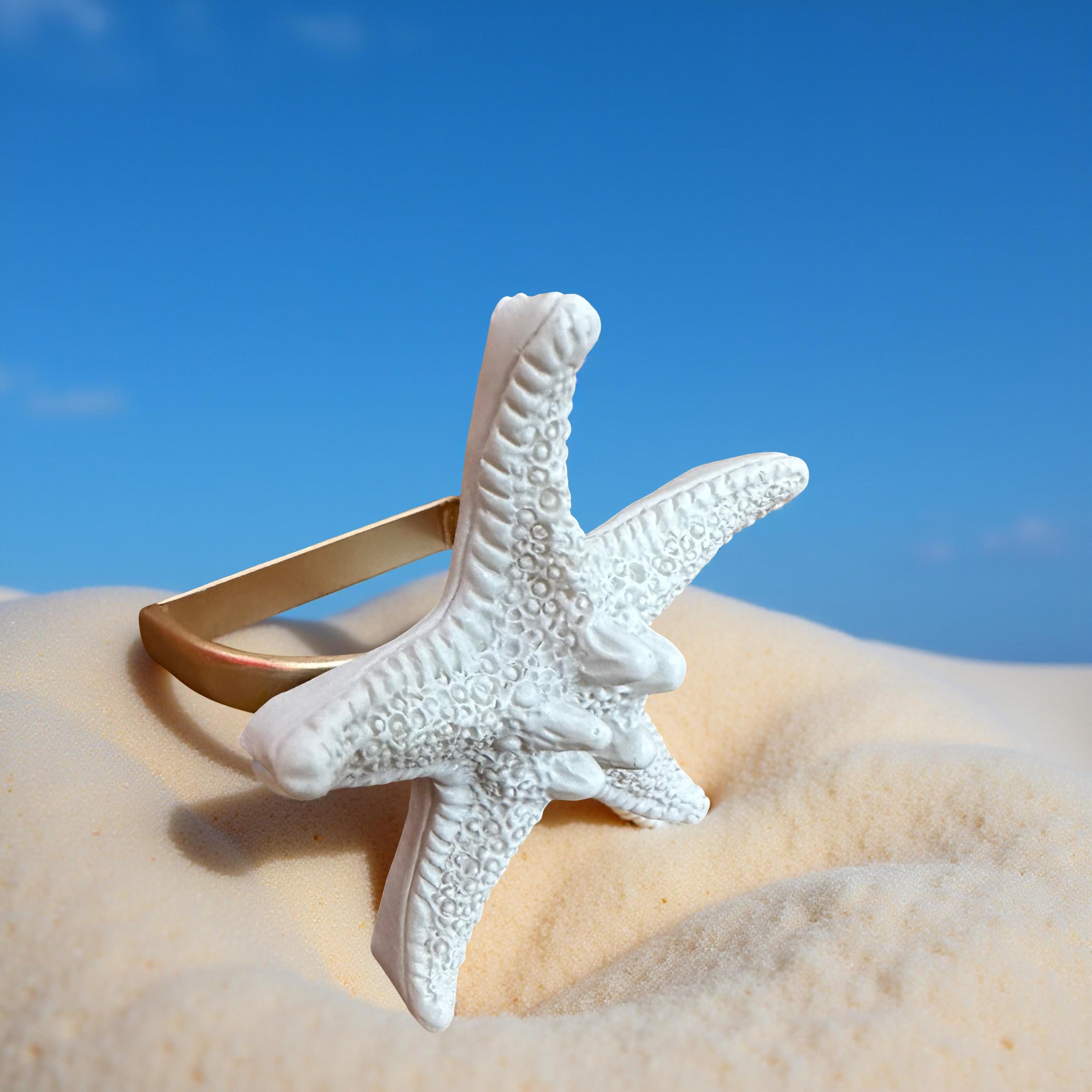 Coastal Gold Arch Oyster Shell Napkin Ring with Hand-Gilded Rim - Thumbnail 2