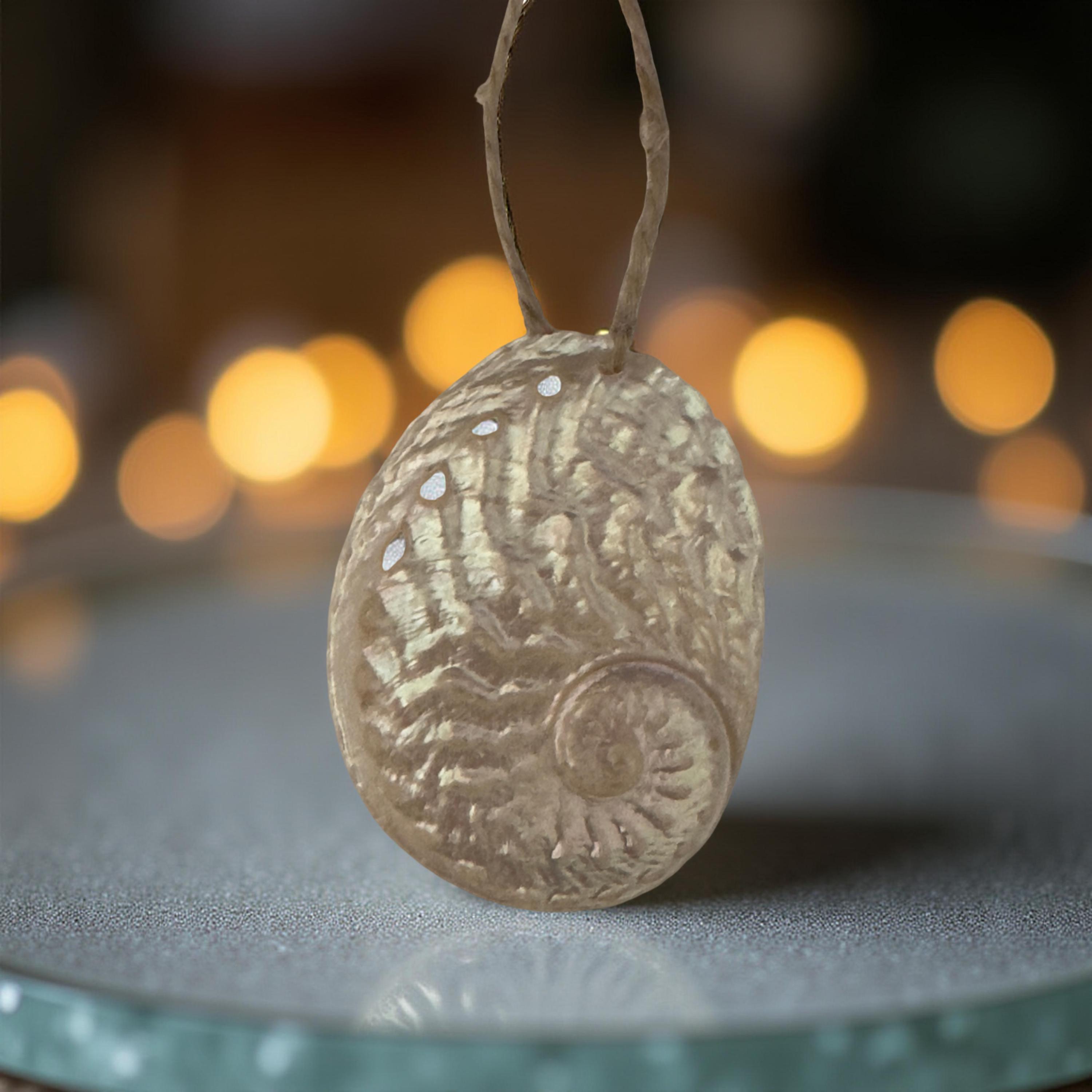 Iridescent Abalone Shell Ornament | Coastal Christmas Décor | Natural Seashell Ornament Handmade - Thumbnail 4